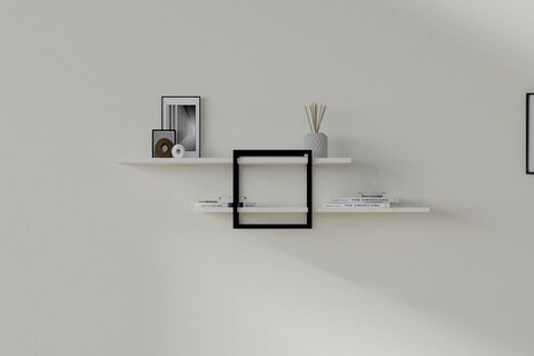 Raft de perete, asse home, mone, 120x30x18 cm, alb