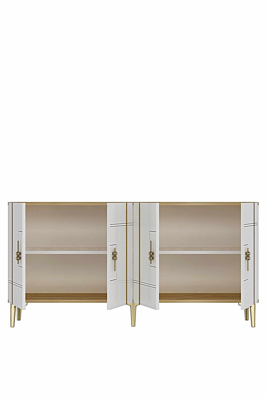 Consola, Hanah Home, Ilay 150, 150x75x32 cm, Stejar Safir / Alb / Auriu — imaginea 6
