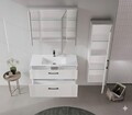 Set Dulap de Baie cu Chiuvetă și Oglindă (2 Piese), Hanah Home, Bari 100 v2, Alb mat