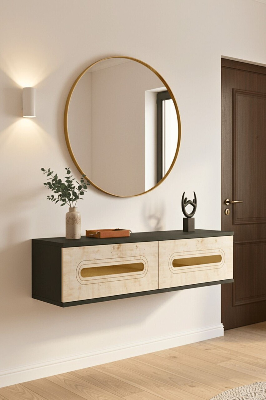Dulap, Hanah Home, Rany 120, 120x25.5x29.6 cm, Antracit / Aur — imaginea 3