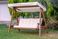 Balansoar de gradina 2 locuri, Swingo, Pera 2000, 203x116x180 cm, Cadru: 100% MID, Bej
