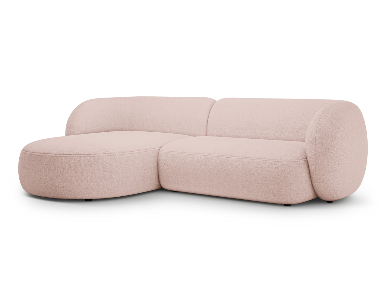 Coltar stanga 3 locuri, Kate, Micadoni, 285x176x76 cm, tesatura boucle, roz pudra - 1 | YEO
