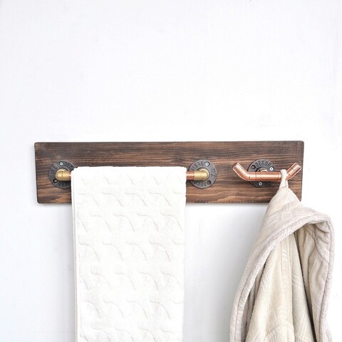 Raft de perete, evila originals, cop012, 60x14x8 cm, aur roz / nuc