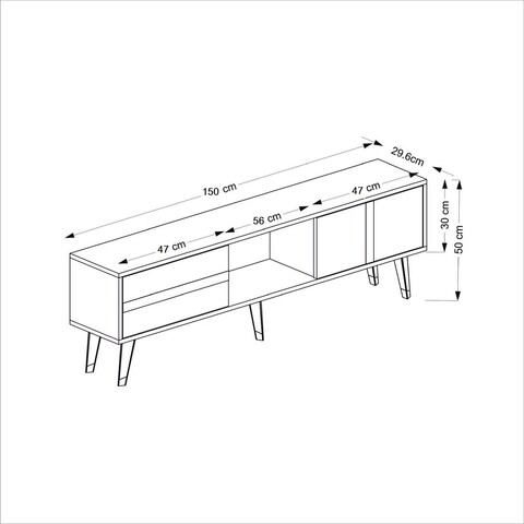 Comoda TV, Olivia, Vania Fireplace, 150x50x29.6 cm, PAL , Alb / Argintiu