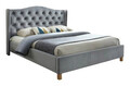 Pat matrimonial tapitat, cu tablie Aspen Velvet, Signal, 160x200 cm, catifea, gri