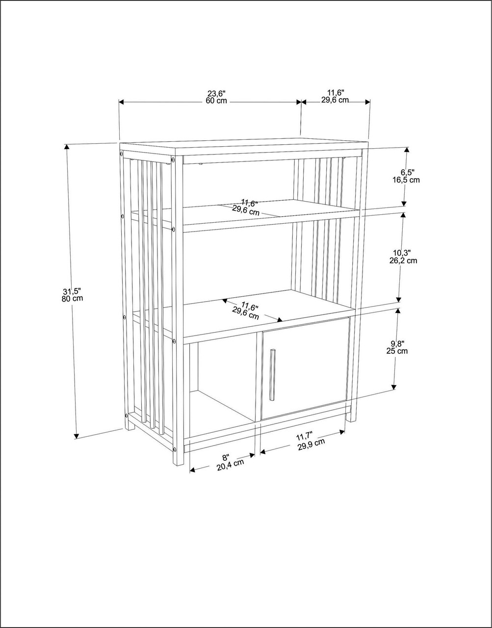 Corp biblioteca, Zena Home, Letos, 60x80x29.6 cm, PAL, Verde/Alb
