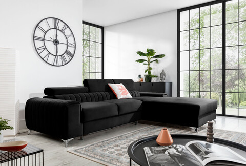 Coltar extensibil dreapta 3 locuri ELTAP, RT-10LO, Grayson, 278x205x92 cm, lemn/poliester, negru