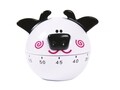 Timer mecanic pentru bacatarie, Happy Animals Cow, Excelsa, 7x7 cm, alb/negru