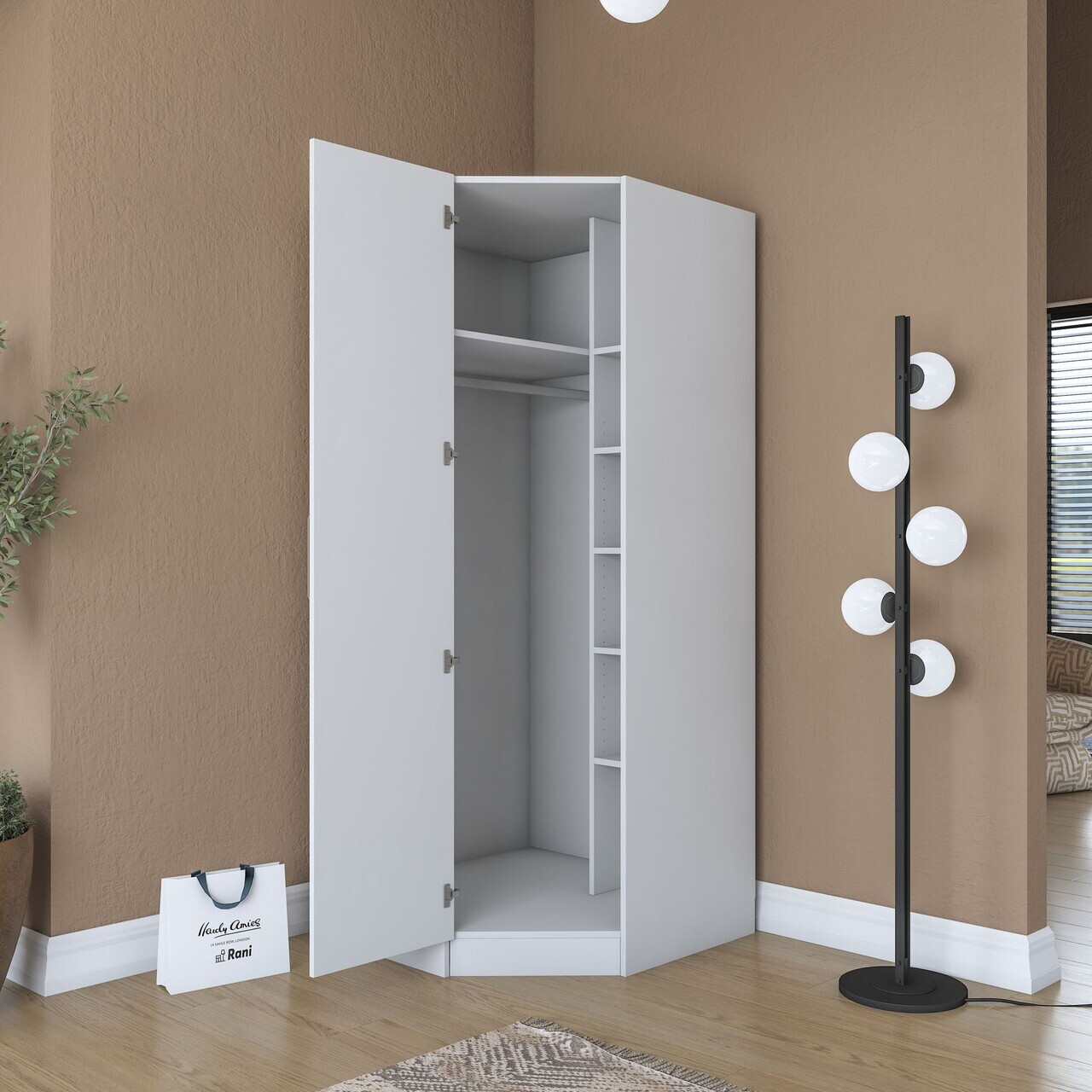 Dulap pentru haine, Hanah Home, BA205, 91x210x57.5 cm, PAL melaminat, Alb - view 6