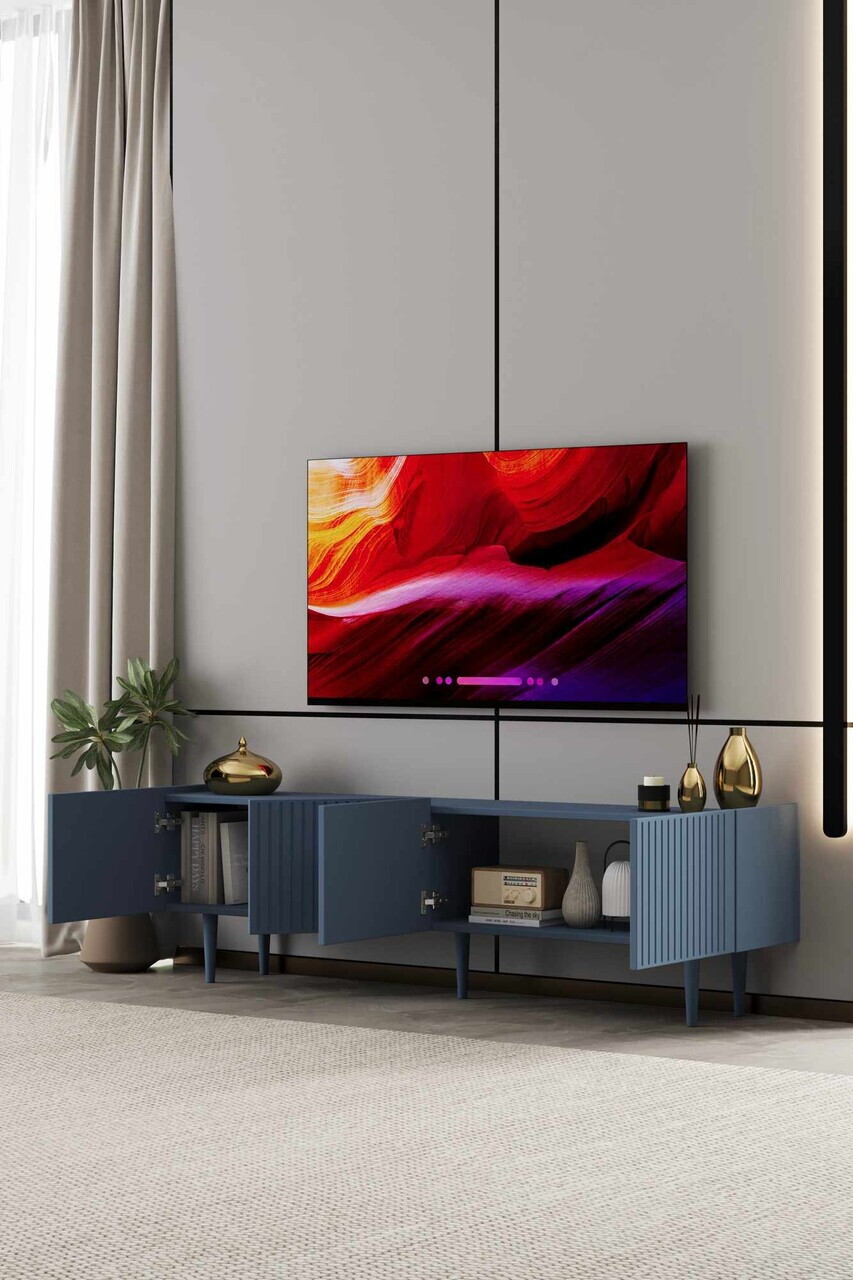 Comoda TV, Hanah Home, Capella 160, 160x50x29 cm, MDF, Albastru - view 3