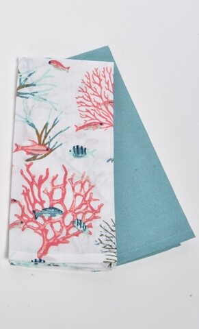 Set 2 prosoape de bucatarie fish, mercury, 40x60 cm, bumbac, multicolor