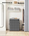 Cos de rufe, Songmics, 48 x 33 x 58 cm, 90 L, otel/policoton, gri/negru