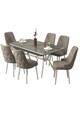 Set masa extensibila si scaune (7 piese), Hanah Home, Nis, Antracit / Crom / Cappuccino