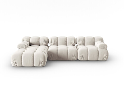 Coltar modular stanga 4 locuri, Bellis-51, Micadoni Home, 282x155x70 cm, catifea, bej inchis