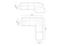 Coltar modular dreapta 4 locuri, Chris-184, Micadoni Home, 295x290x80 cm, catifea, gri