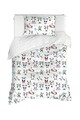 Lenjerie de pat pentru o persoana Love Pandas, EnLora Home, 2 piese, bumbac ranforce, multicolor