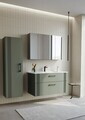 Set Dulap de Baie cu Chiuvetă și Oglindă (2 Piese), Hanah Home, Bari 100 v2, Verde Mat