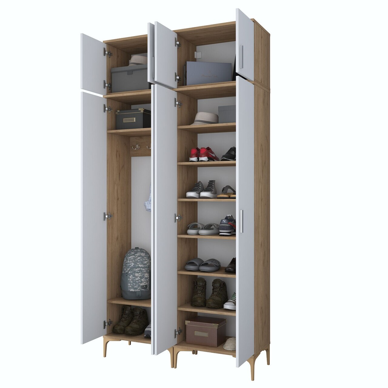 Cuier de perete, Hanah Home, EA161, 120x240x37.5 cm, PAL melaminat, Nuc/Alb - view 9