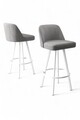 Set scaun de bar (6 bucăți), Charlotte, Atex, Gri/Alb