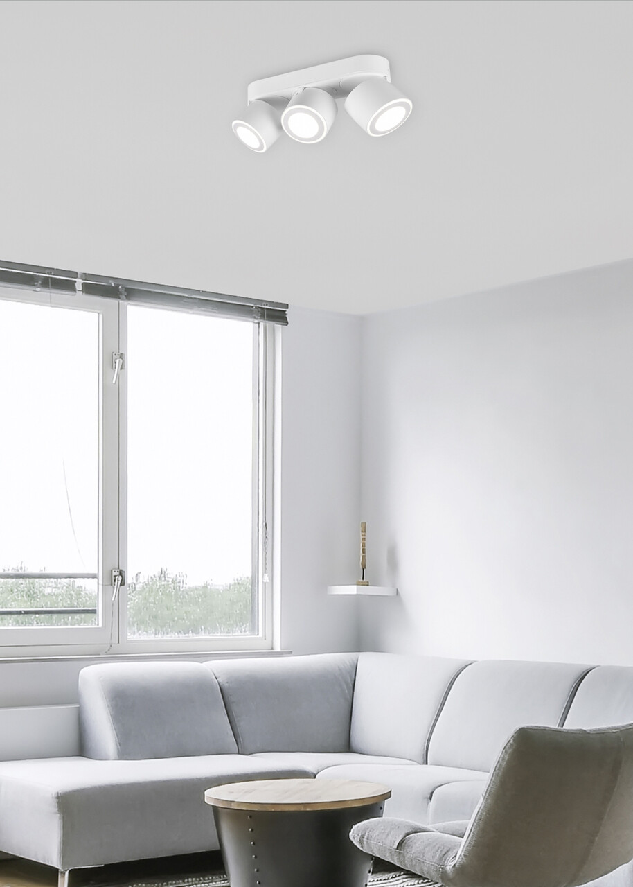 Plafoniera Taurus, TRIO, 27.3x8.7x10.6 cm, 5W, 3x SMD, metal, alb mat