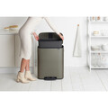 Cos de gunoi cu pedala, Brabantia, Bo Pedal Platinum, 60 L, 36.3x54.1x65.2 cm, otel, gri inchis