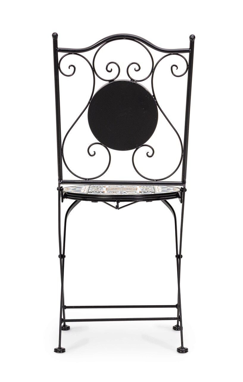 Scaun pliabil pentru gradina Mykonos, Bizzotto, 38x46x92 cm, otel/ceramica, multicolor - 1 | YEO