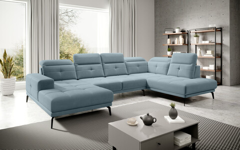 Coltar dreapta 6 locuri ELTAP, RT-100SAV, Bretan, 350x205x107 cm, lemn/poliester, albastru deschis
