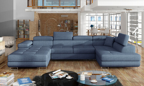 Coltar extensibil dreapta 6 locuri ELTAP, Rod-12, Rodrigo, 345x202x90 cm, lemn/poliester, albastru