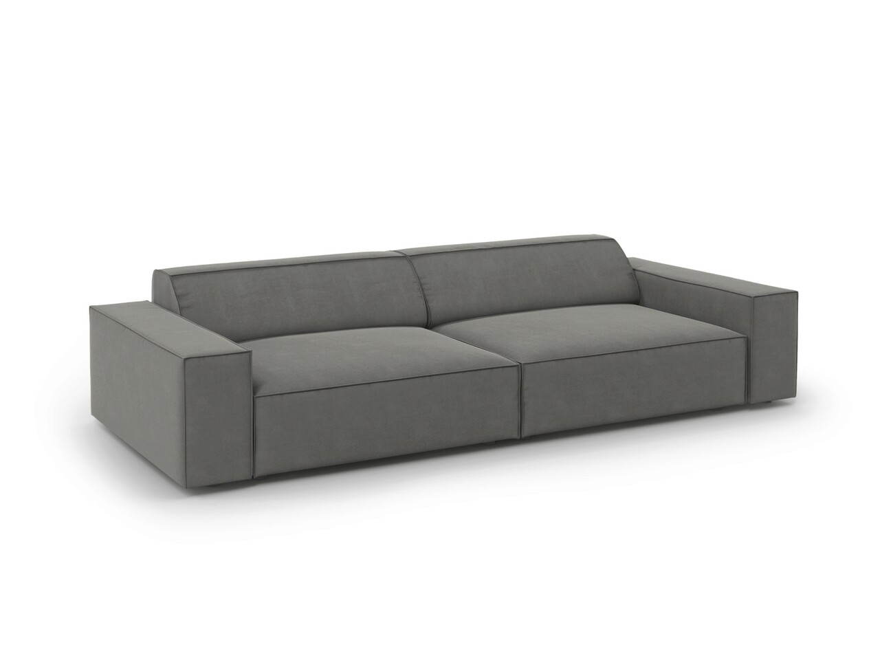 Canapea 3 locuri, Jodie, Micadoni Home, BL, 204x102x70 cm, catifea, gri deschis - 2 | YEO