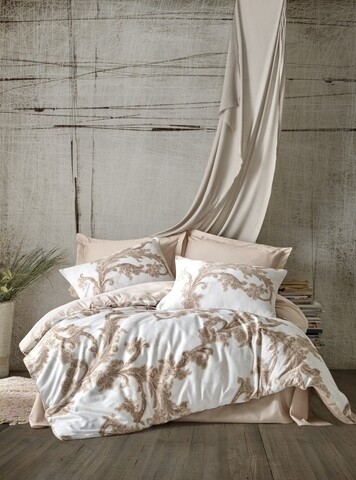 Lenjerie de pat dubla Loren – Beige, Cotton Box, 6 piese, 240×260 cm, bumbac satinat, bej Lenjerii de Pat