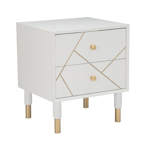 Noptiera Luxy, Mauro Ferretti, 45x40x51 cm, lemn de pin, alb/auriu