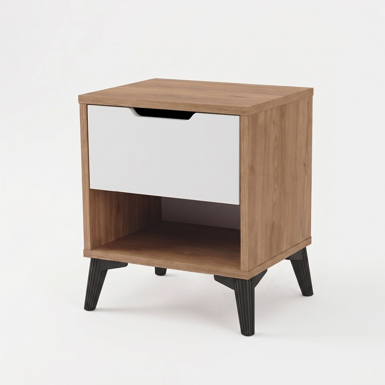 Noptiera, Hanah Home, Vel3-Sw, 44x52.2x34.4 cm, PAL, Stejar / Alb — imaginea 4