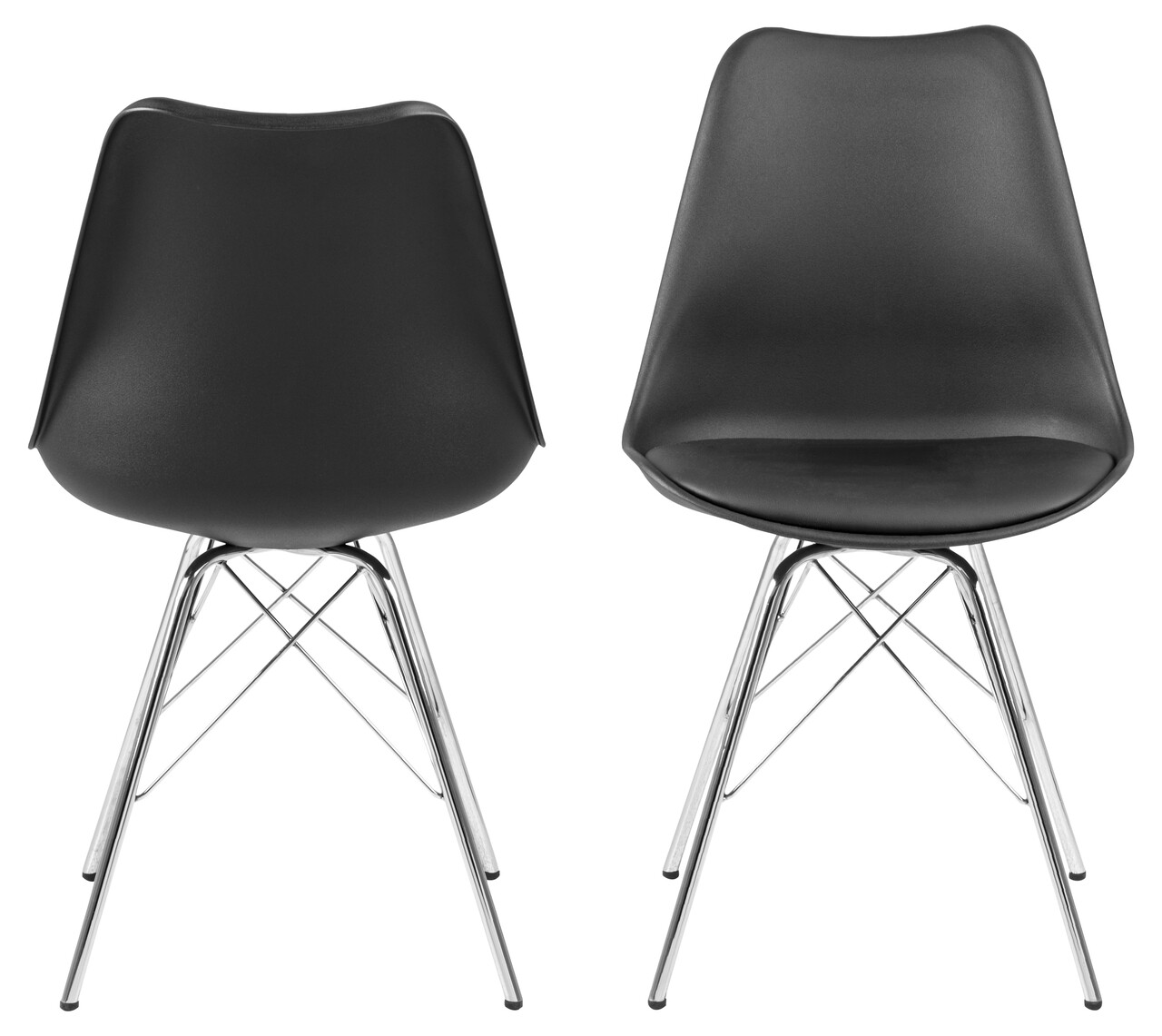 Scaun Eris, Actona, 48.5x54x85.5 cm, piele ecologica/otel, negru/crom - view 9