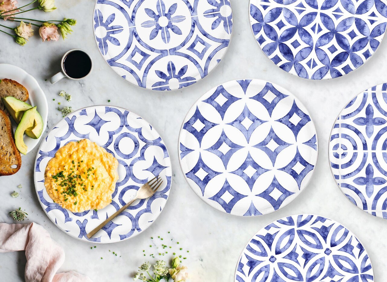 Set platouri servire, Mia, 280TMA1511, Ceramica, Alb/Mov