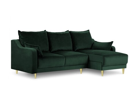Coltar extensibil reversibil, Pansy, Mazzini Sofas, 4 locuri, cu lada de depozitare, 220x150x90 cm, catifea, verde bottle