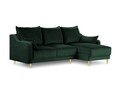 Coltar extensibil reversibil, Pansy, Mazzini Sofas, 4 locuri, cu lada de depozitare, 220x150x90 cm, catifea, verde bottle