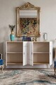 Consola, Hanah Home, Ilay 120, 120x75x32 cm, Stejar Safir / Alb / Argintiu