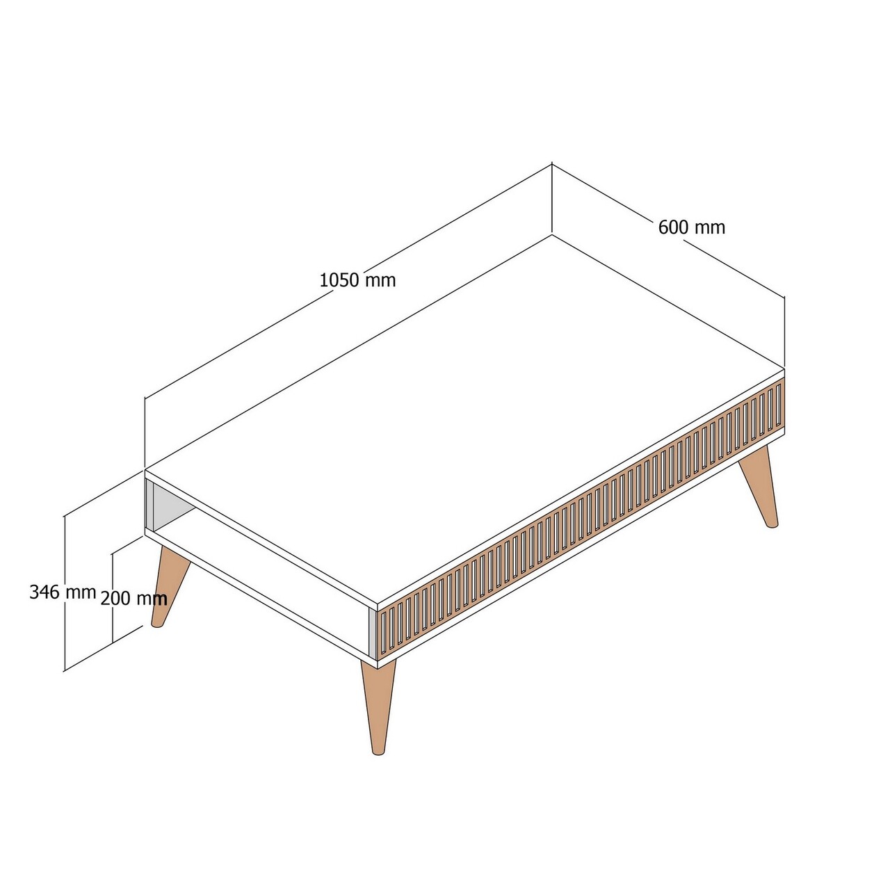 Masuta de cafea, Hommy Craft, Milan, 105x34.6x60 cm, PAL, Nuc / Antracit - 2 | YEO