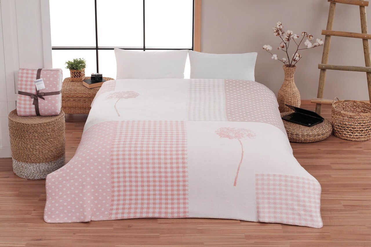 Patura Double, Cotton Rita - Pink, Dinarsu, 60% bumbac/30% acril/10% poliester
