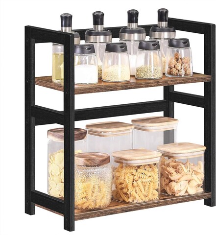 Raft organizator pentru masa Vasagle, 42x18x43 cm, bambus/MDF, maro/negru