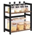 Raft organizator pentru masa Vasagle, 42x18x43 cm, bambus/MDF, maro/negru