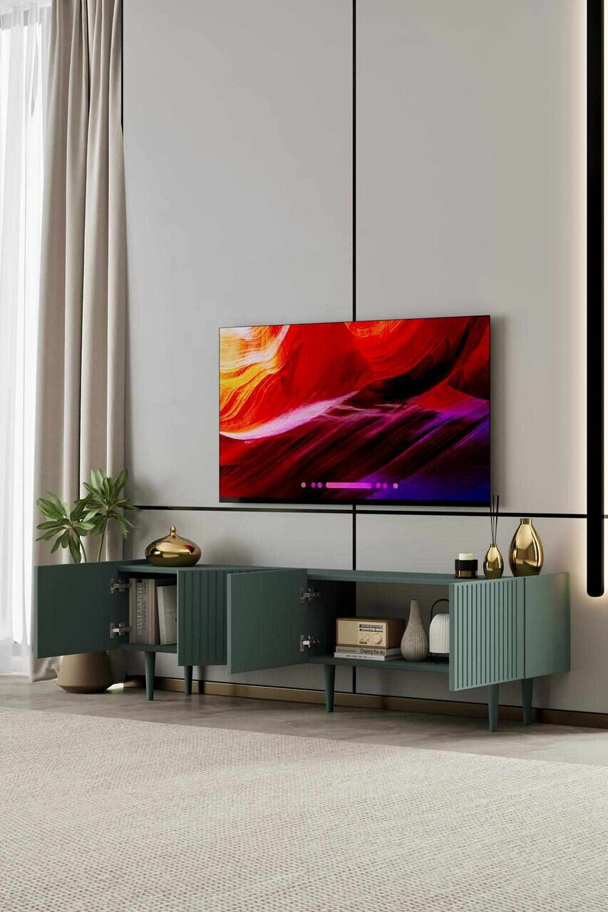 Comoda TV, Hanah Home, Capella 180, 180x50x29 cm, MDF, Verde - view 3