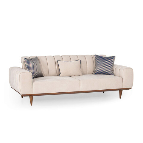 Canapea extensibila cu 3 locuri, ndesign, 291nds1323, lemn, crem