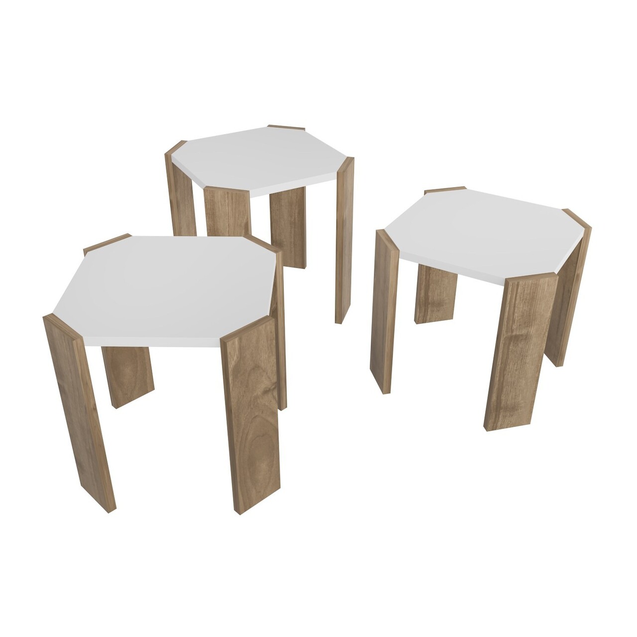 Masuta de cafea, Hanah Home, Lori, 44.5x41x44.5 cm, Alb/Maro - view 7