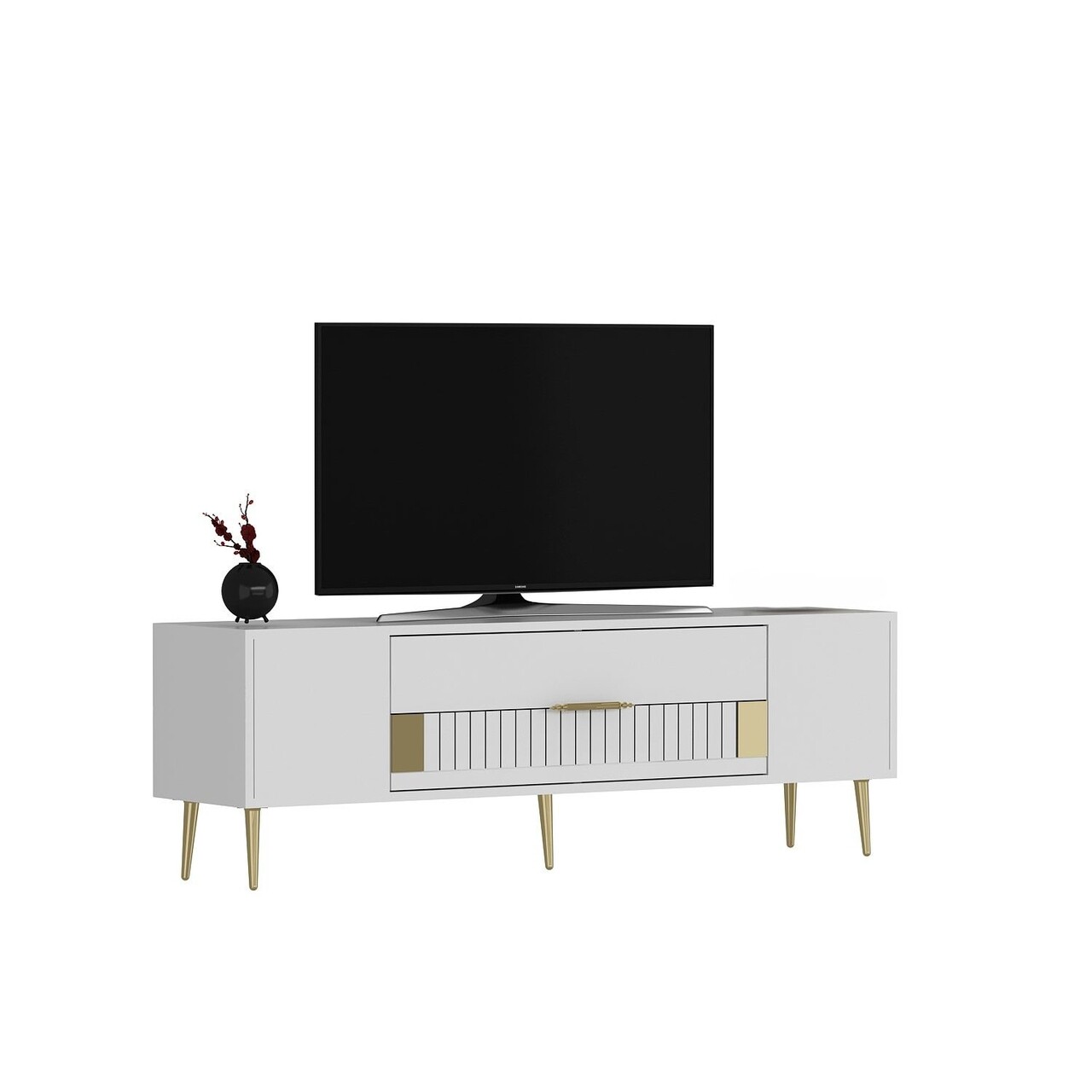 Comoda TV, Olivia, Dekolp4, Alb/Auriu - 2 | YEO