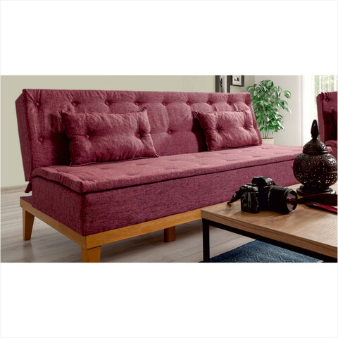 Canapea extensibila cu 3 locuri, unique design, 867unq1334, lemn de carpen, rosu claret