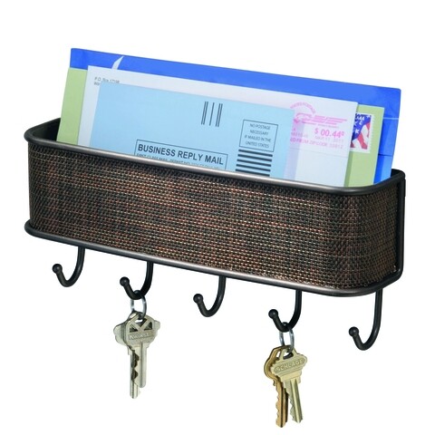 Cuier de perete pentru chei si scrisori Twillo, iDesign, 27 cm, bronz