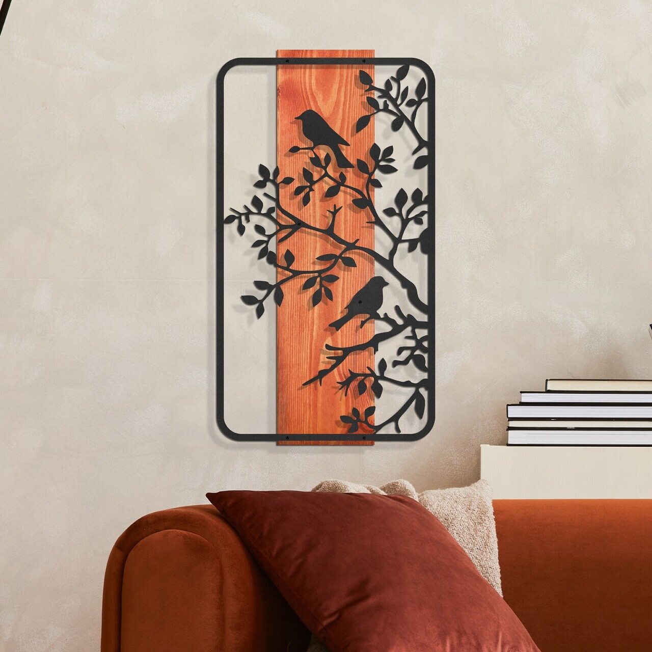 Decoratiune de perete, Nidra, Cadru: Lemn (Grosime: 2 cm), Roșu/Negru — imaginea 3