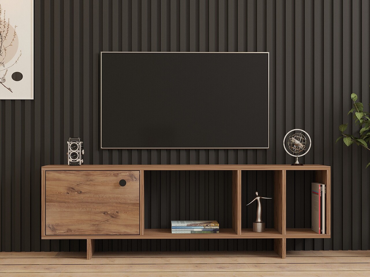 Comoda TV, Puqa Design, Folsom, 140x45x29 cm, PAL, Maro - 1 | YEO