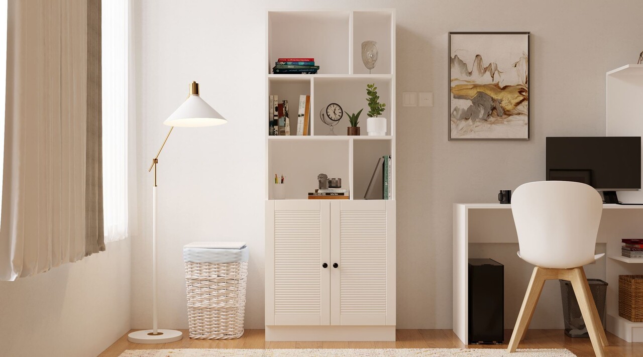 Corp biblioteca, Rabi, Rb-117, 70x180x33 cm, Alb mat - 1 | YEO